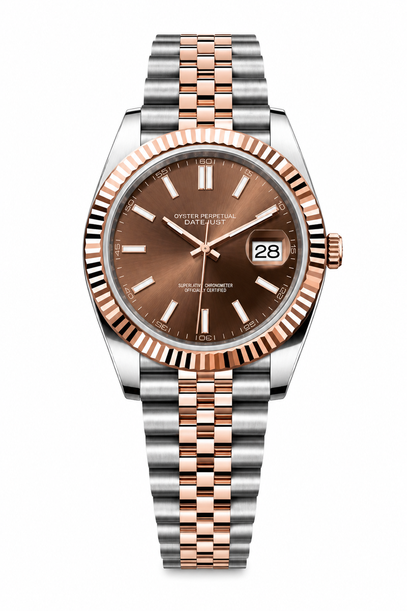 Luxxy — Datejust Two Tone Rose & Silver Chocolate Dial