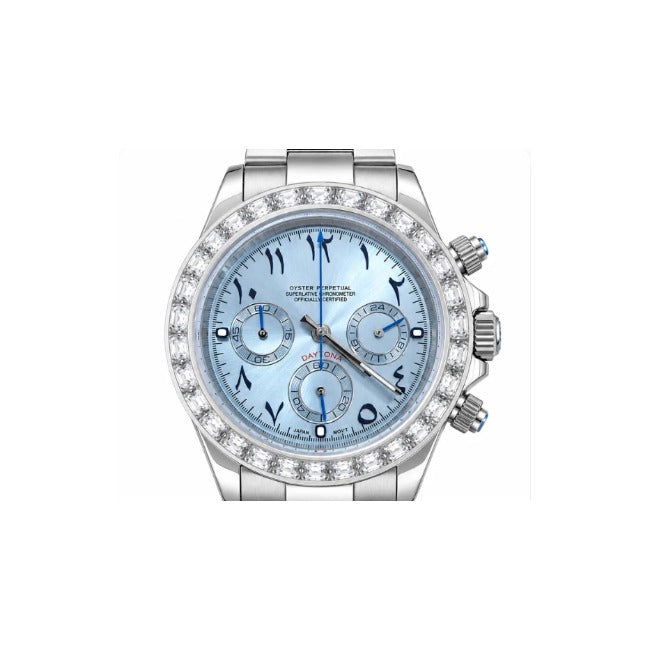 Daytona Platinum Blue Baguette Arabic — visuel provisoire