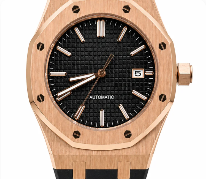 Luxxy — Royal Oak Rose Gold & Black Rubber